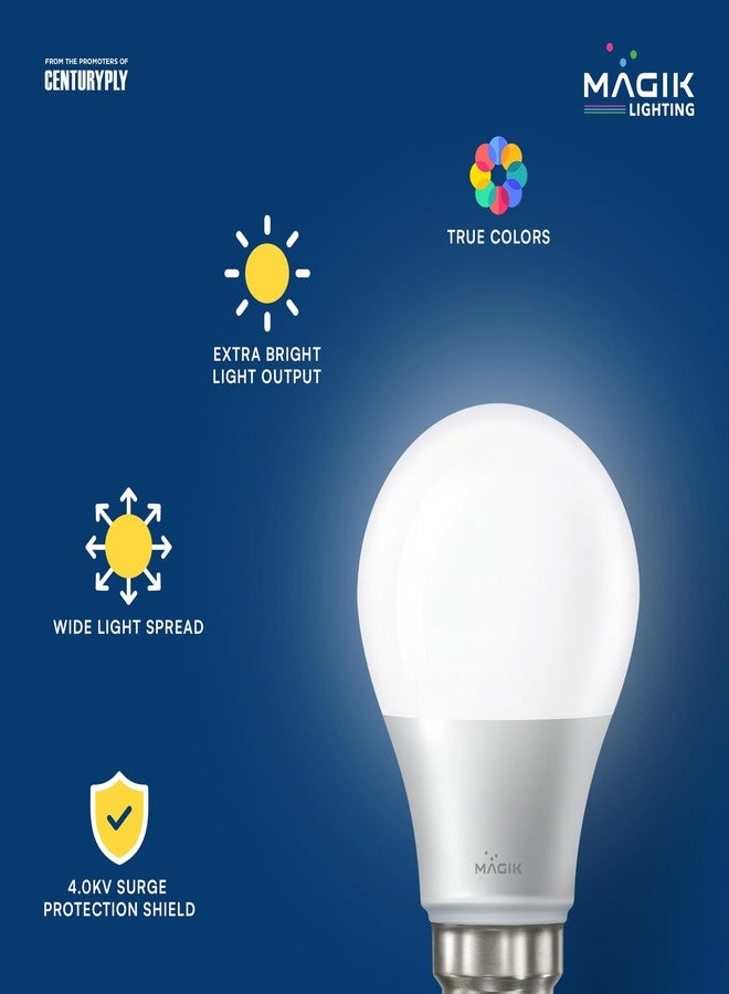 ماجيك مصباح ماجيك جراند LED بقوة 15 واط | أبيض بارد (6500 كلفن) | قاعدة B22 | مصباح LED عالي السطوع للمنزل والمكتب، موفر للطاقة، عمر طويل مع انتشار واسع للضوء (عبوة من قطعة واحدة) - Image 2