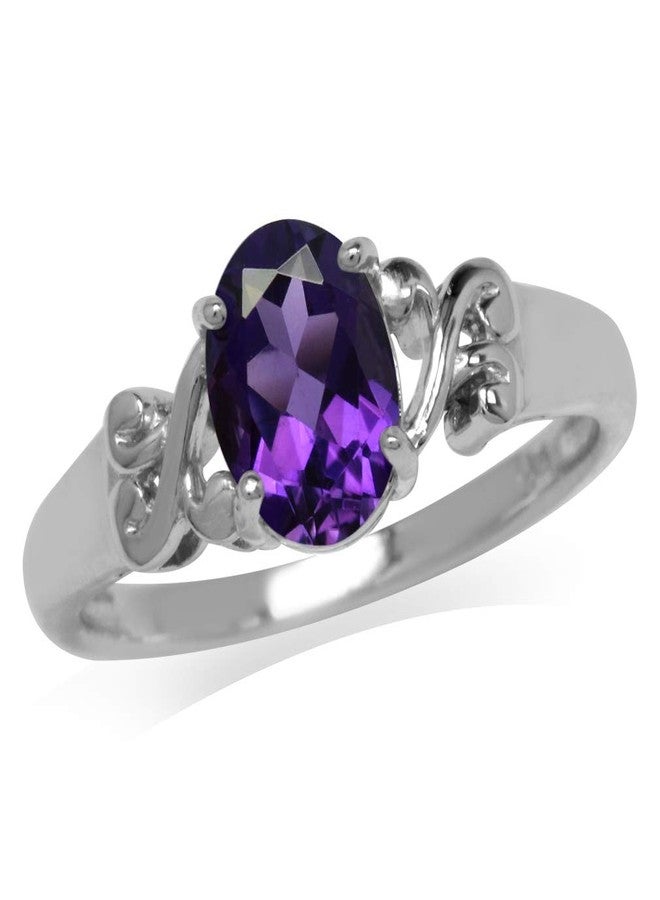 Silvershake 1.13ct. Natural African Amethyst 925 Sterling Silver Victorian Style Solitaire Ring Size 10 - Image 1