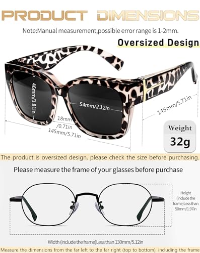 KANASTAL Wrap Around Polarized Sunglasses Women Men Polarized and UV400 Protection Shades Oversized Design Square Large Frame Fashion Accessories Gray Leopard Print/Black - Image 4
