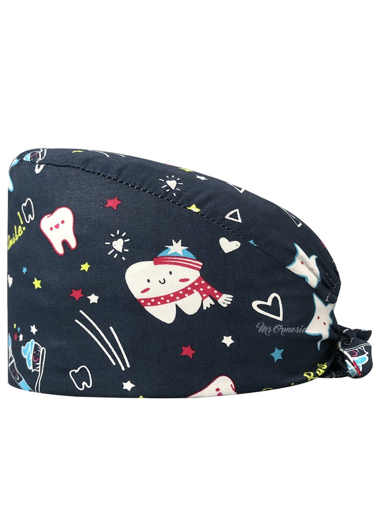 KUYING Nurse Hat With Small Fresh And Cute Pattern Medical Work Hat