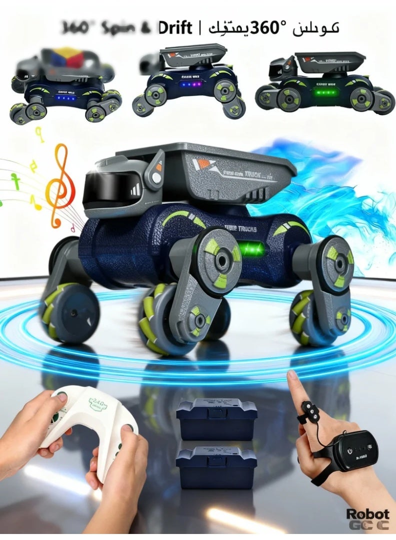 robotgcc Smart Gesture-Control Robot Car – Dual Control Modes (Gesture + Remote) with Omni-Directional Drift, Task Missions & Early Coding Learning for Kids 6+ - Image 1