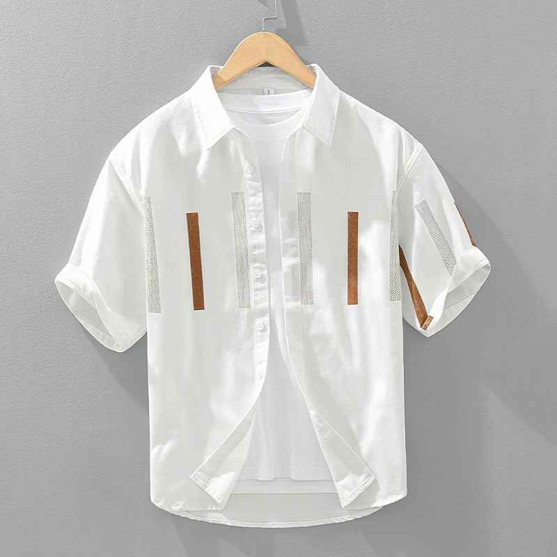 1263 Cotton Striped Print Casual Short Sleeve Shirt - Image 2