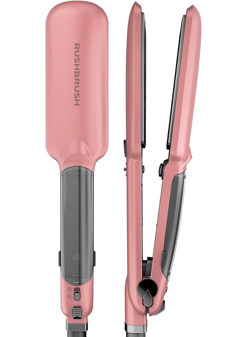 Rush Brush X6 Straightener Rose Gold 235°C Steam Auto Shutoff Wide Tourmaline Ceramic Plates - Image 1