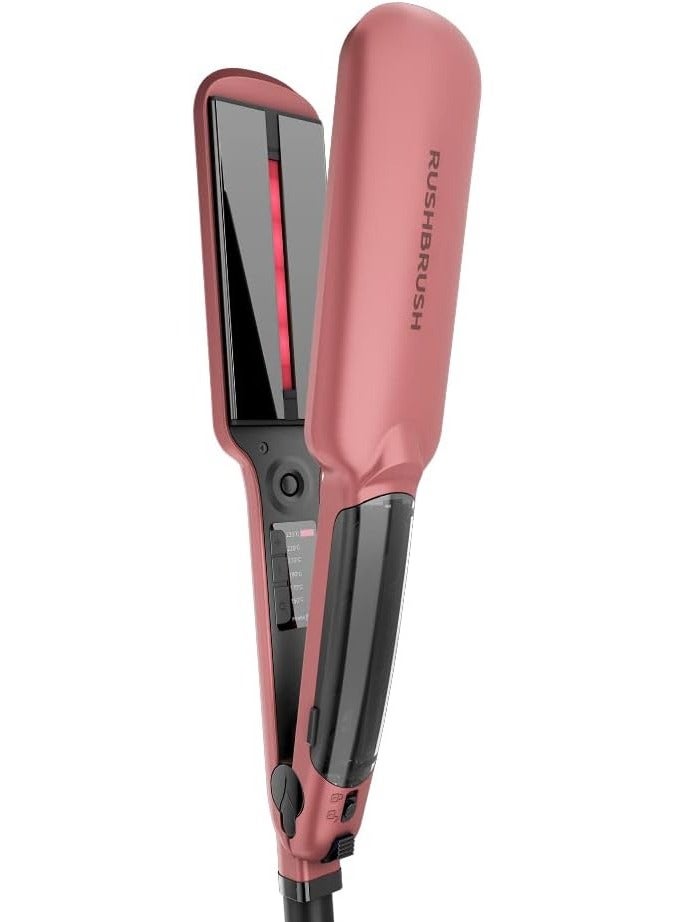 Rush Brush X6 Straightener Rose Gold 235°C Steam Auto Shutoff Wide Tourmaline Ceramic Plates - Image 3