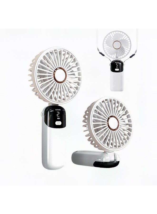 Portable Fan, Rechargeable mini fan, Five adjustable wind speeds and battery display, Makeup Fans for Women with Base, 90° Ajustable 3in1 Handheld/Neck/Desk Fan for Outdoor Indoor, , Ultra Quiet (White) - Image 1
