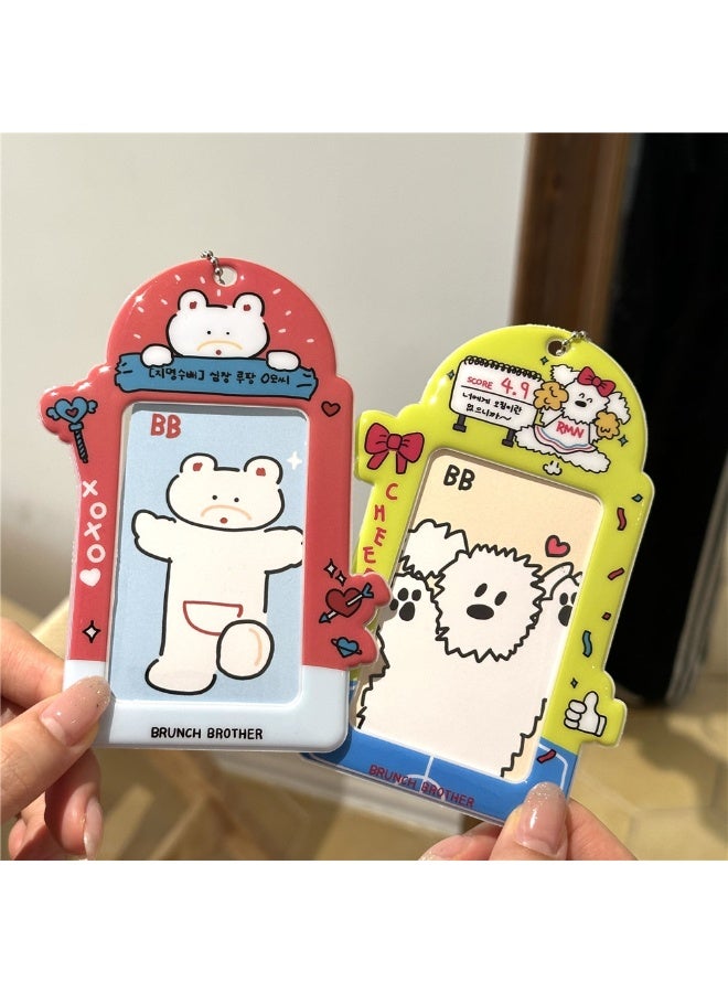 NIBEMINENT 1 - Piece Cute Cartoon Animals Kpop Photo Card Holder Pendant Key Chain ID Badge Holder ID Card Holder Photo Card Protector for School ID Office ID Access Card for Women Girls - Image 2