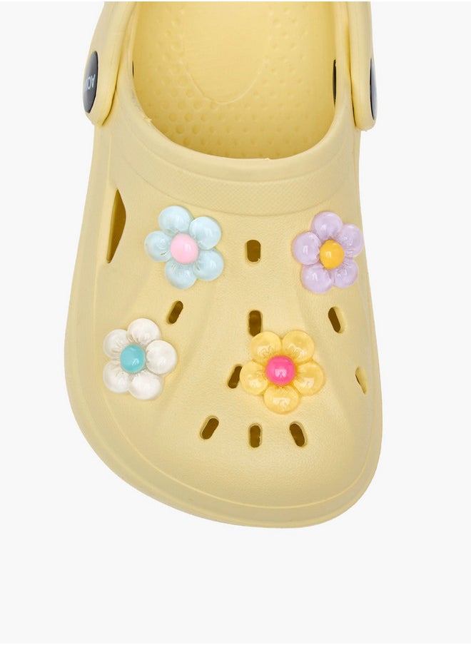 Aqua Floral Applique Clogs with Backstrap  - Image 4