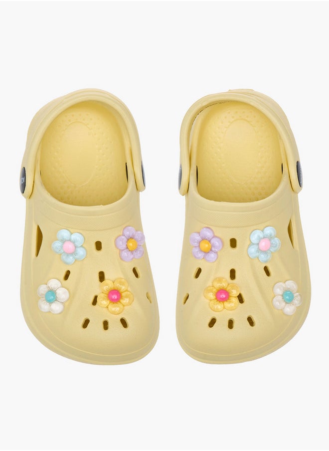 Aqua Floral Applique Clogs with Backstrap  - Image 1
