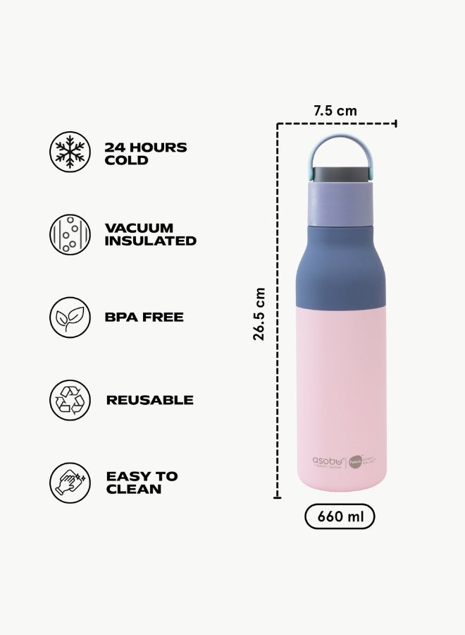 asobu Metro Pop-Up Straw Water Bottle 650ml, Double Wall Insulated Stainless Steel Bottle with Spill Proof Pop-Up Straw Lid and Handle, Keeps Drinks Cold for 24 Hours, BPA Free, Sleek Durable Design for Travel and Everyday Hydration - Image 5