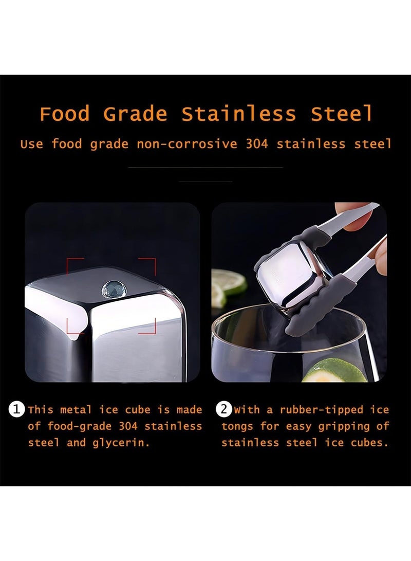 YOONISPRO 6-Piece Stainless Steel Reusable Ice Cubes – Food-Grade Chilling Stones for Cooling Drinks, Juice, Soft Drinks & Water, Comes with Storage Tray (Silver) - Image 5