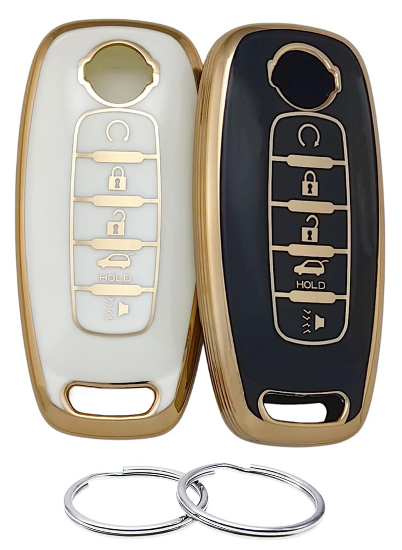 REPROTECTING TPU Key Fob Cover Compatible with Nissan Pathfinder Rogue Kicks BlackWhite 5 ButtonsTPU