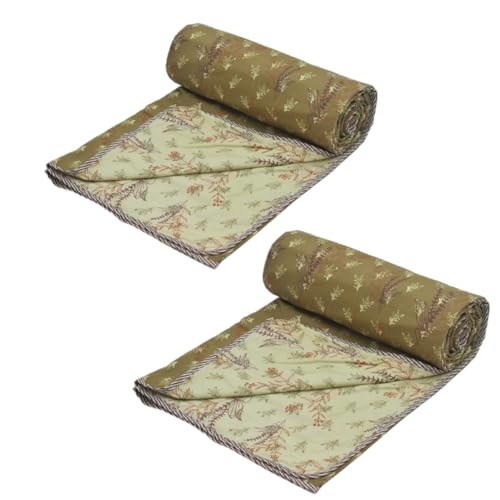 RRC Cotton Reversible Dohar Single Bed, Soft Lightweight Bed Blanket, AC Dohar Blanket for Summers/Winter 57X87(Inches) Pack of 2 Flannel Dohar Throws for Bed - Image 1