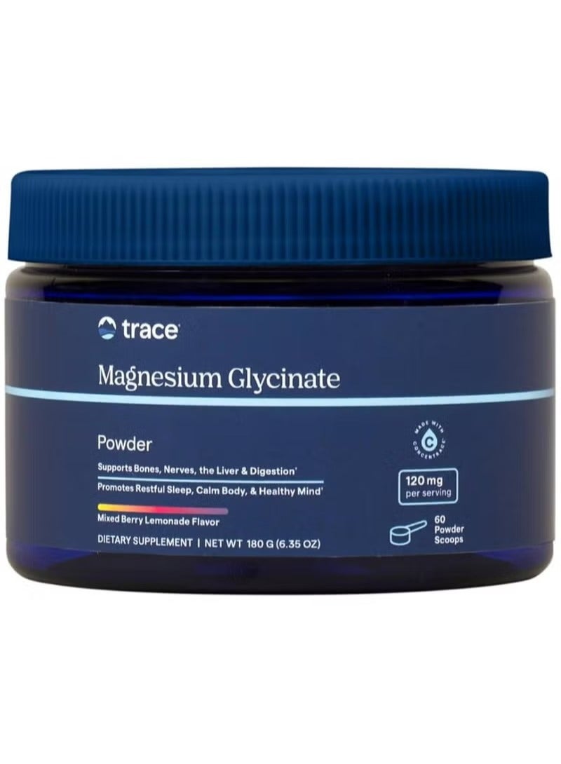 Trace Minerals Magnesium Glycinate Powder – 120 mg – Mixed Berry Lemonade Flavor – Gentle on Stomach – Sleep Support Drink Mix – Vegan, Gluten-Free – 30 Servings - Image 1