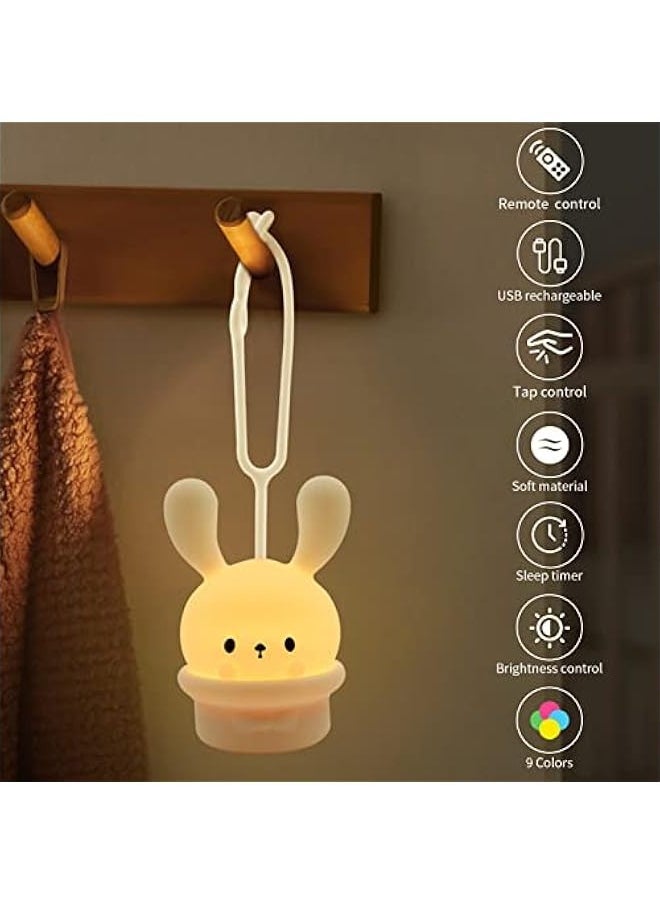 Generic - Baby Night Light for Cribs - Hanging Nightlight With Timing & Dimming Function 9 Colors Changing Eye Caring Portable Rechargeable Led Light Up Toddler Bed Room Travel Essentials Soft Silicone BPA Fr - Image 1
