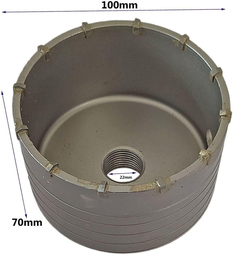 Inditrust Concrete Cement Stone Wall Hole Saw & 350mm Round Rod SDS Plus Shank for Concrete, Cement, Wall & Hole Saw Cutter (100mm hole saw 350mm rod) - Image 2