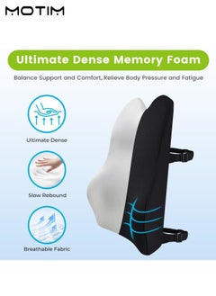 Motim Memory Foam Coccyx Lumbar Support Pillow, Ergonomic Car Back Cushion for Driving Fatigue Back Pain Relief, Adjustable Straps Better Fix The Car Cushion, for Long Sitting for Office & Gaming Chair Cusion  - Image 4