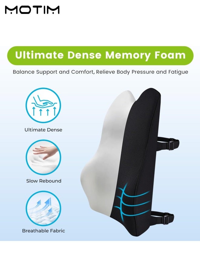 Motim - Memory Foam Coccyx Lumbar Support Pillow, Ergonomic Car Back Cushion with Adjustable Straps for Driving Fatigue Back Pain Relief, Comfortable Travel Pillow for Driving, Soft and Breathable Cover for Long Sitting for Office & Gaming Chair Cusion - Image 1