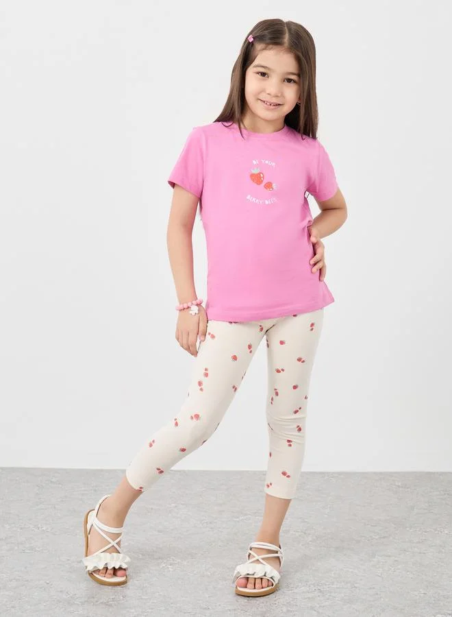 Styli Styli Placement Print Capri Leggings