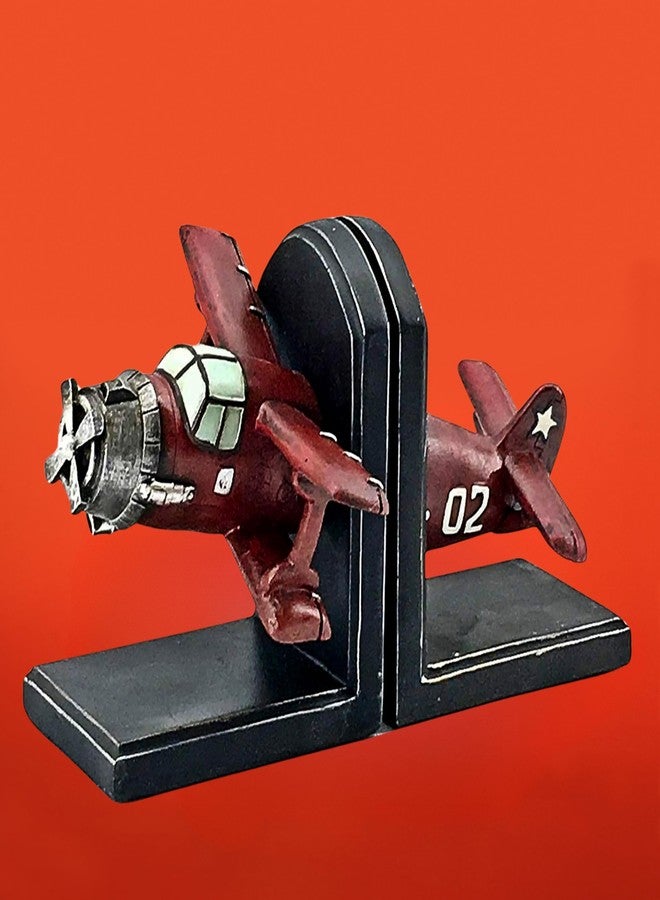 Bellaa 24230 Decorative Bookends Vintage Airplane Book Ends Industrial Rustic Non-Skid Shelves Support Aircraft Collection Models for Home 10 inch - Image 2