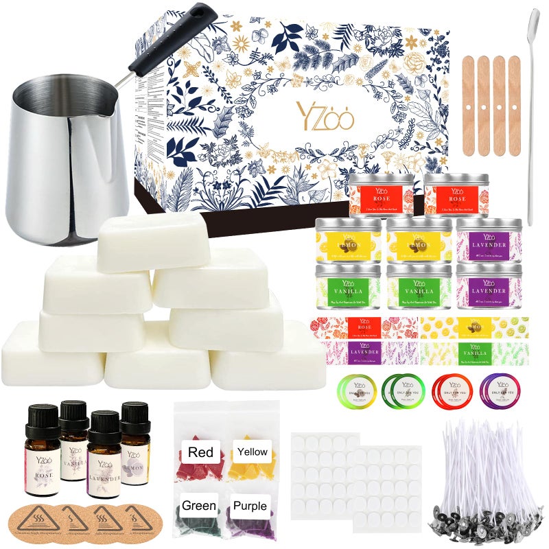 Yzoo Complete Candle Making Kits for Adults Beginners, DIY Candle Making Supplies Include Soy Wax,Wax Melter,Scents,Dyes,Wicks,Wicks Sticker,Candle Tins & More-Full Candle Maker Set - Arts & Crafts Kits - Image 1