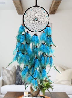 SYOSI Dream Catchers Handmade Blue Feathers, Wind Chimes Ornaments Car Pendants Home Decoration, Boho Circular Net for Wall Hanging Decor, Bedroom Kids, Home Decoration, Art Ornament Craft Gift  - Image 2