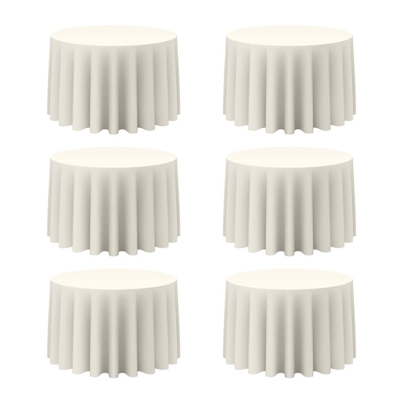 BRILLMAX 6 Pack Ivory Round Tablecloths 108 Inch for 48â€ Tables - 150 GSM Polyester Fabric, Floor Length Drop, Water, Stain & Wrinkle Resistant Cloth Cover for Wedding Reception Banquet Dining - Image 1