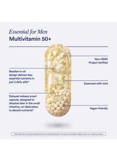 Ritual Ritual Multivitamin for Men 50 and Over with Zinc, Vitamin A and D3 for Immune Function Support*, Omega-3 DHA, B12, K2, Gluten Free, Non-GMO, Mint Essenced, 30 Day Supply, 60 Vegan Capsules  - Image 2