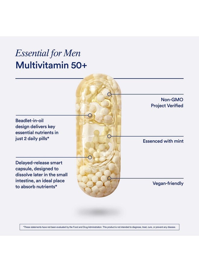 ريشول فيتامينات متعددة من Ritual للرجال فوق سن 50 عامًا مع الزنك وفيتامين أ وفيتامين د3 لدعم وظائف المناعة*، وأوميغا 3 دي إتش إيه، وفيتامين ب12، وفيتامين ك2، وخالي من الجلوتين، وغير معدّل وراثيًا، وبنكهة النعناع، إمداد لمدة 30 يومًا، 60 كبسولة نباتية - Image 2