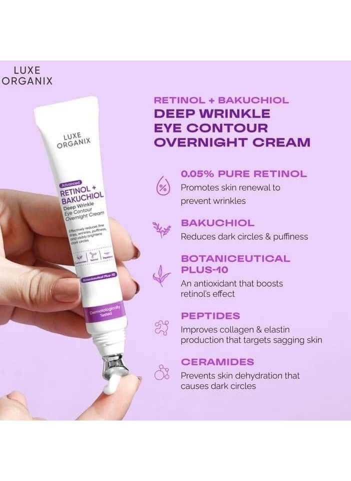 LUXE ORGANIX Advanced Retinol + Bakuchiol Deep Wrinkle Eye Contour Cream 12g  - Image 2