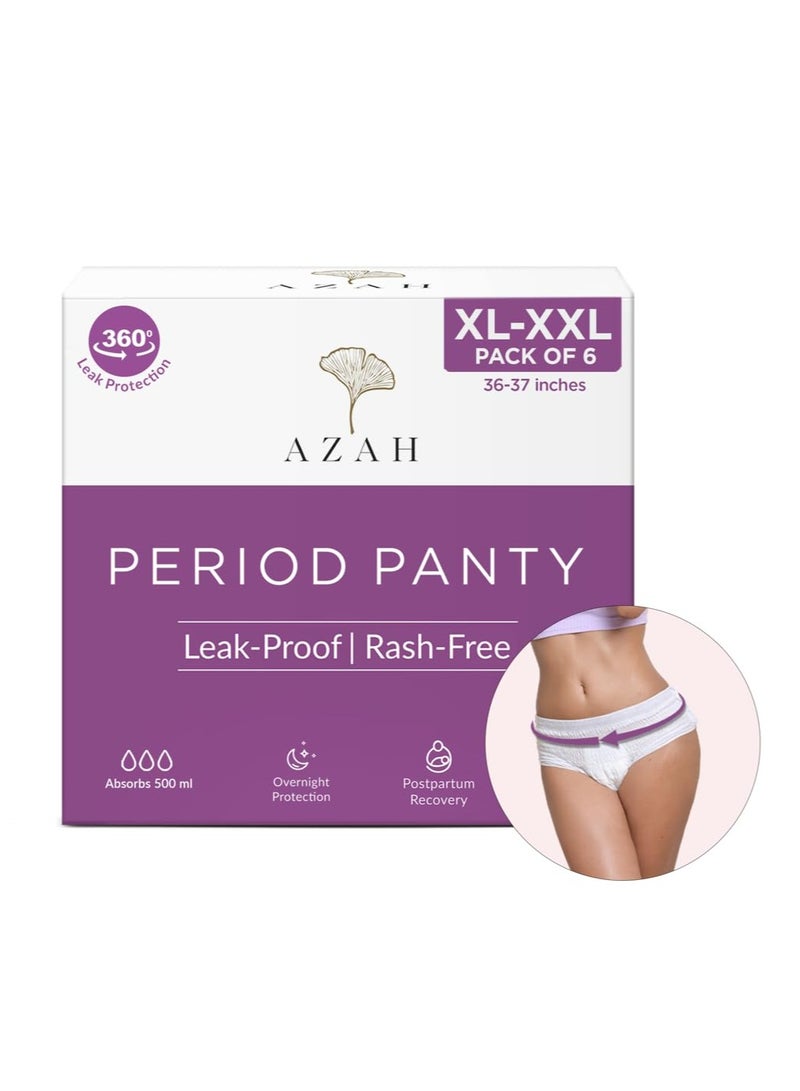 AZAH AZAH Period Panty For Girls [XL-XXL Pack of 6]| Disposable Period Panty for women Heavy Flow| Leak Proof |12 Hrs Protection | Super Absorbent 360° Coverage | Rash Free Maternity Panties After Delivery - Image 1