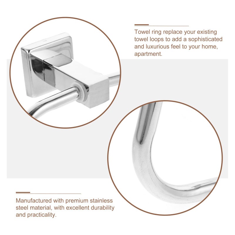 304 Stainless Steel Wall Mounted Towel Ring Rustproof Bathroom Kitchen Holder - Image 4