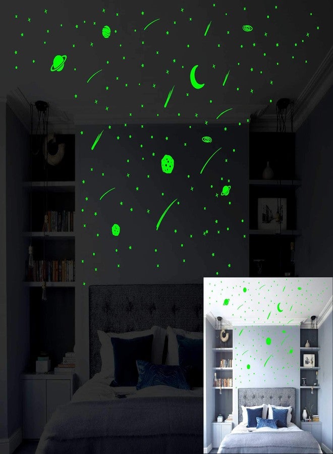 Monk Wish Glow in The Dark Stars Green Wall Sticker for Home Ceiling Room & Kids Room (25cm x25cmx1cm) - Image 1