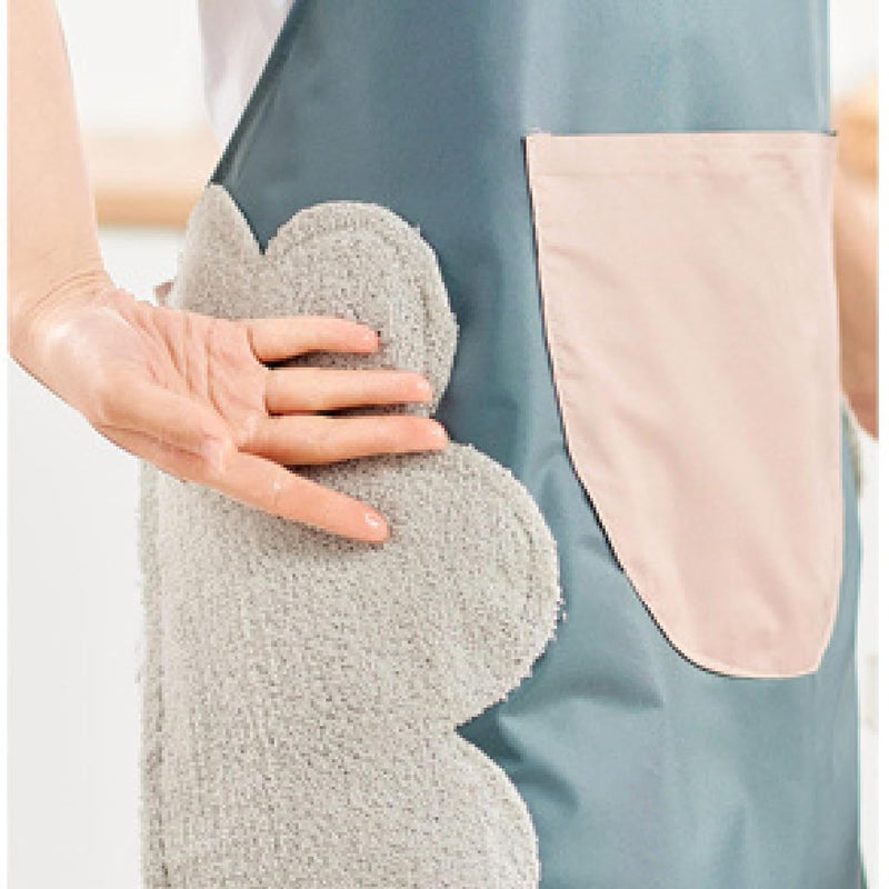 CLUZE Cute Cartoon Waterproof Apron Oilproof Two Sides Coral Fleece Hand Wipeable Apron Kitchen Supplies Pack of 2 - Image 4