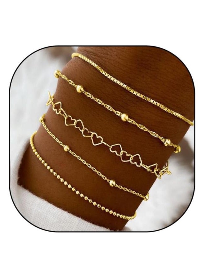 Goolsky 5 أساور قلب بسيطة للنساء - Image 1