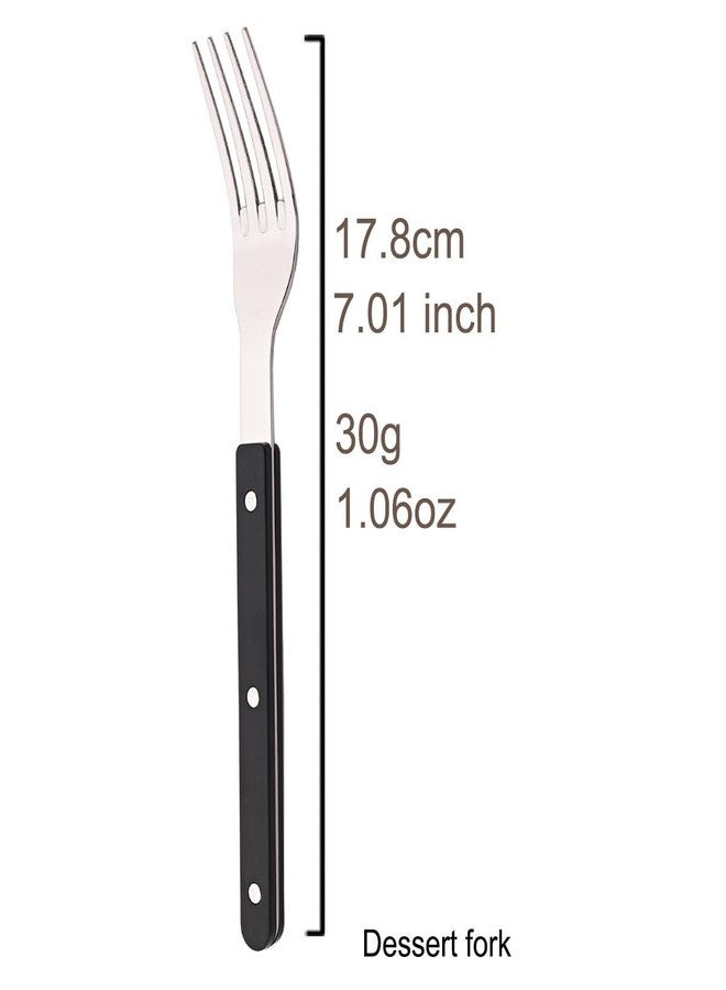 BRIIEC 6-Piece 7.01-inch Dessert Fork Set Stainless Steel Silverware Set BRIIEC Black Acrylic Clamp Handle Flatware Set Vintage Tableware Luxury Mirror Polished - Image 3