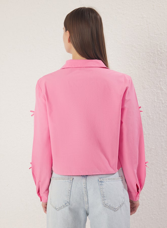 trendyol Light Pink Bow Detailed Shirt - Image 4