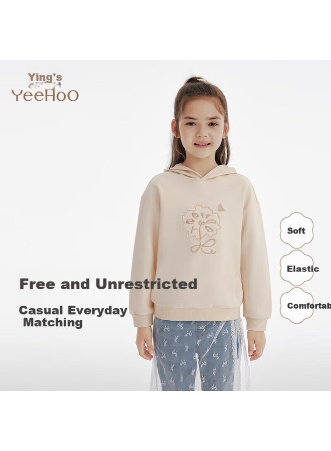 Yeehoo Girls' Hooded Sweatshirt Autumn Casual Loose Fit Solid Color Long Sleeve Pullover For Older Kids - Image 1