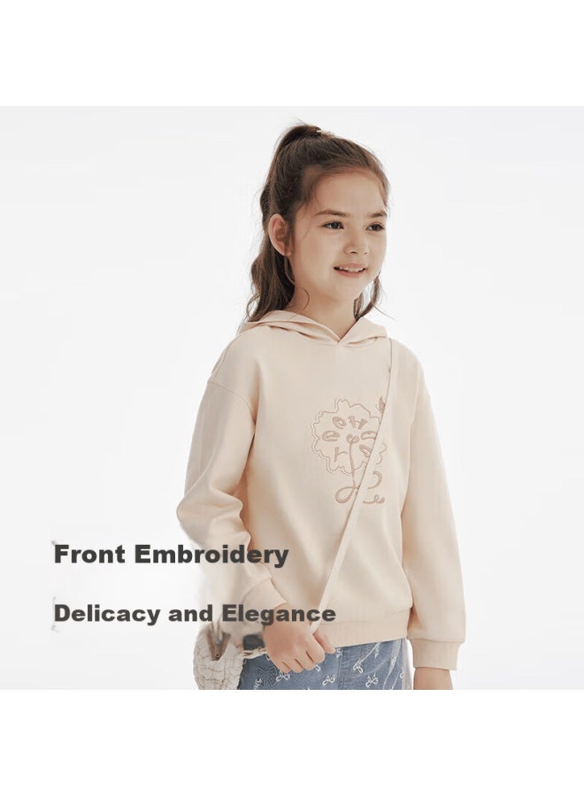 Yeehoo Girls' Hooded Sweatshirt Autumn Casual Loose Fit Solid Color Long Sleeve Pullover For Older Kids - Image 3