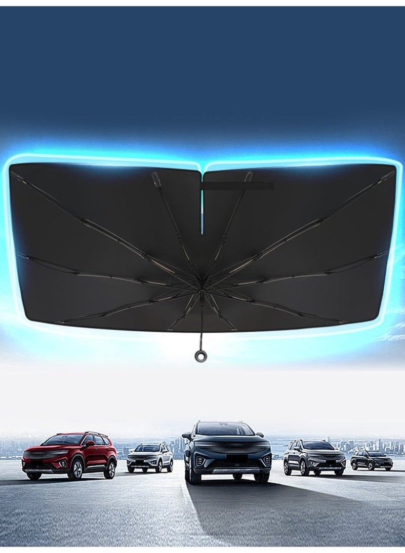 Araone [2025 Upgrade] Retractable Windshield Sun Shade for Car, Umbrella Sunshade for Car Windshield Protect Vehicle from Sun Rays & Heat Damage (130CM*65CM) - Image 1