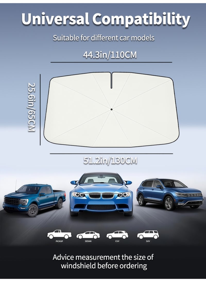 Araone [2025 Upgrade] Retractable Windshield Sun Shade for Car, Umbrella Sunshade for Car Windshield Protect Vehicle from Sun Rays & Heat Damage (130CM*65CM) - Image 3