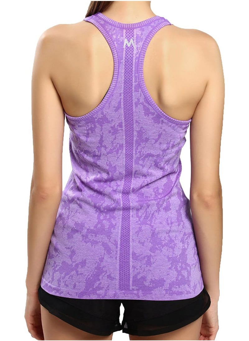 Sharpdo - Women's Camouflage Jacquard Wide Strap Scoop Neck Yoga Tank Top - Image 1