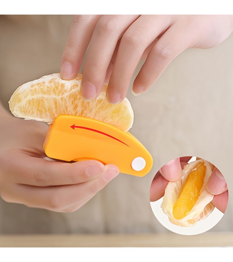 2 Orange Peeler Set with Folding Handle Plastic Fruit Lemon Cutter Kitchen Tool - Image 2