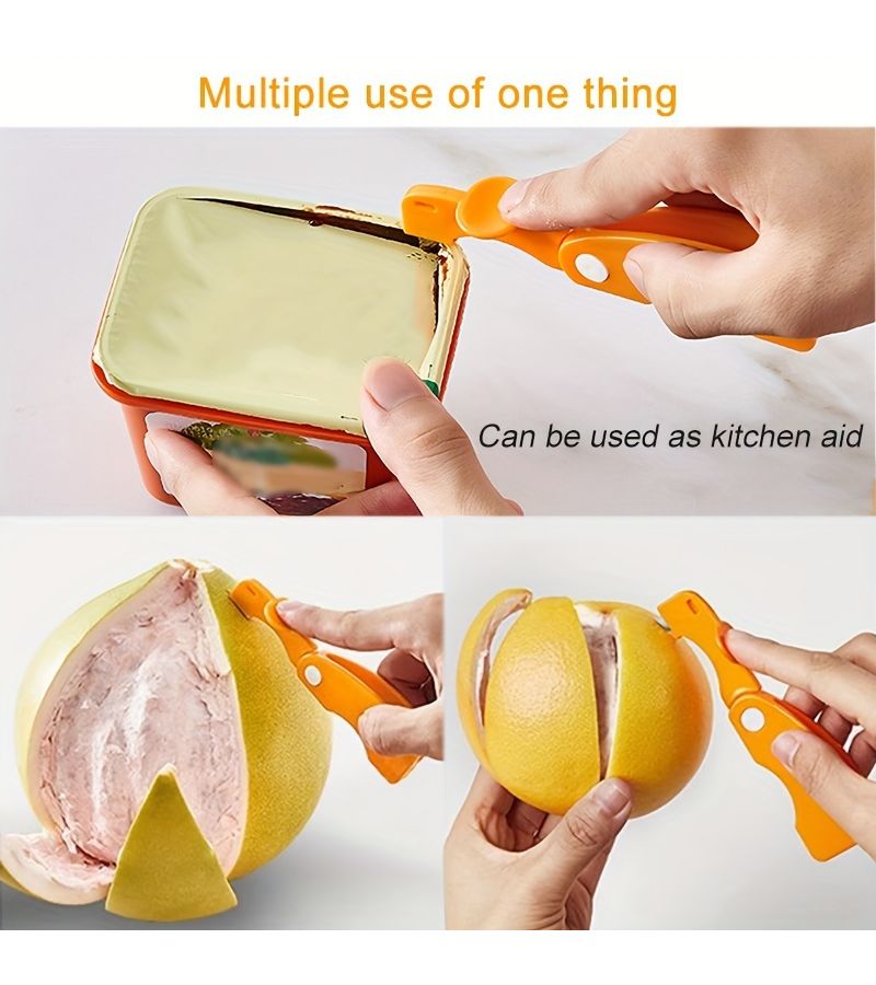 2 Orange Peeler Set with Folding Handle Plastic Fruit Lemon Cutter Kitchen Tool - Image 5