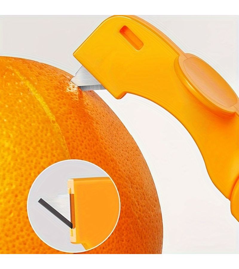 2 Orange Peeler Set with Folding Handle Plastic Fruit Lemon Cutter Kitchen Tool - Image 3