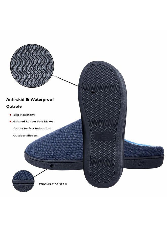 DL Mens Memory Foam Slippers - Comfortable House Slippers For Men, Indoor Outdoor, Closed Toe Black Gray Navy, Blue, 7-8 - Image 4