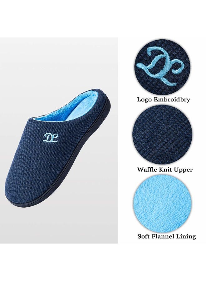 DL Mens Memory Foam Slippers - Comfortable House Slippers For Men, Indoor Outdoor, Closed Toe Black Gray Navy, Blue, 7-8 - Image 5