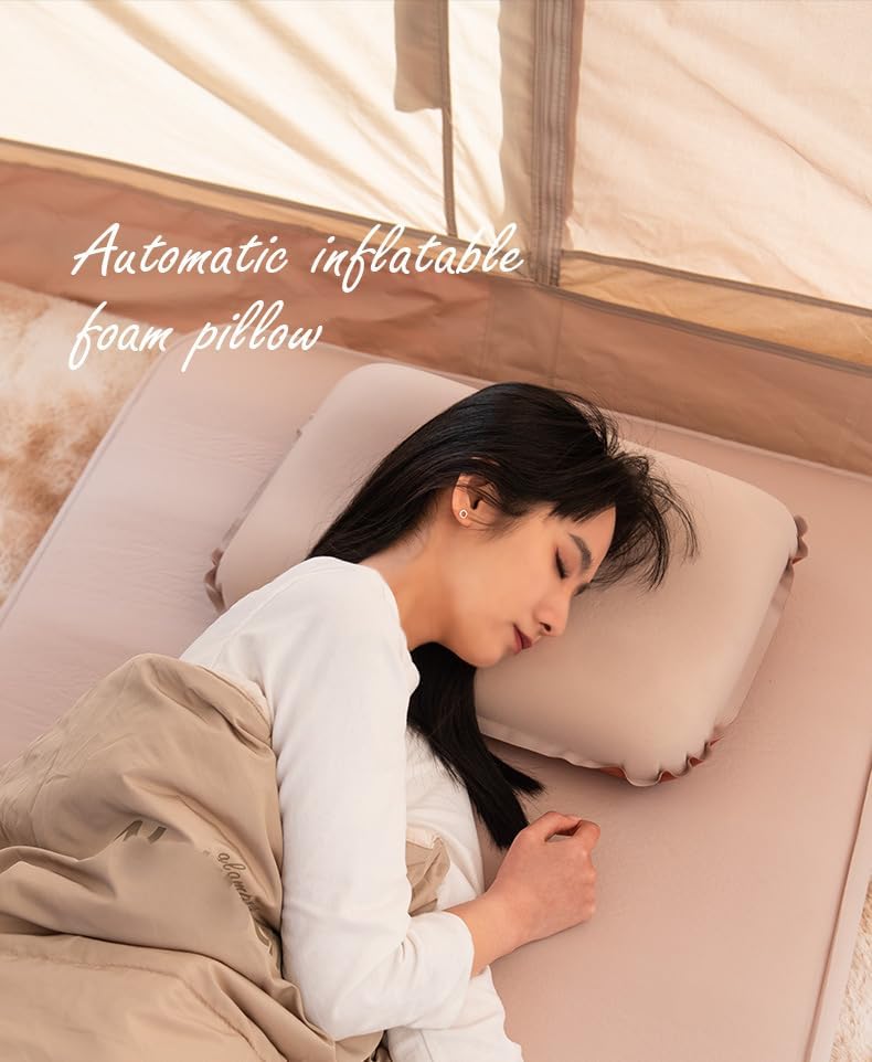 HOMENITY وسادة هومينيتي الإسفنجية وسادة قابلة للنفخ تلقائيًا وسادة تخييم وسادة سفر صلبة عبوة من 1 متعددة الألوان - Image 4