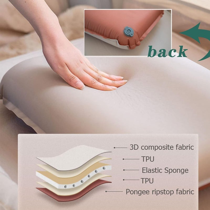 HOMENITY وسادة هومينيتي الإسفنجية وسادة قابلة للنفخ تلقائيًا وسادة تخييم وسادة سفر صلبة عبوة من 1 متعددة الألوان - Image 2