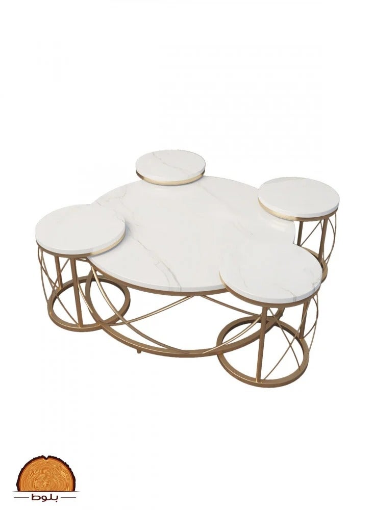 bilutih 5 Piece Coffee Table Set Gold - Image 2