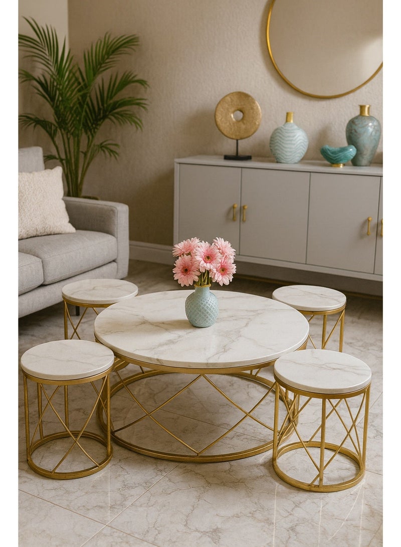 bilutih 5 Piece Coffee Table Set Gold - Image 1